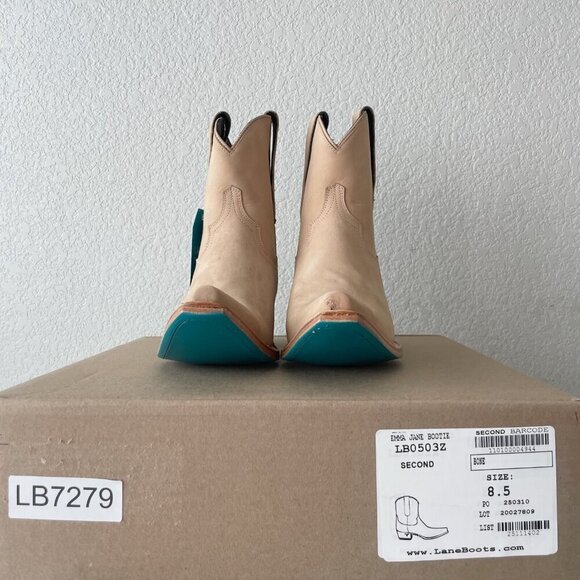 Lane EMMA JANE Womens Cowboy Booties 8.5 Tan Western Cowgirl Short Ankle Boots - Picture 11 of 12